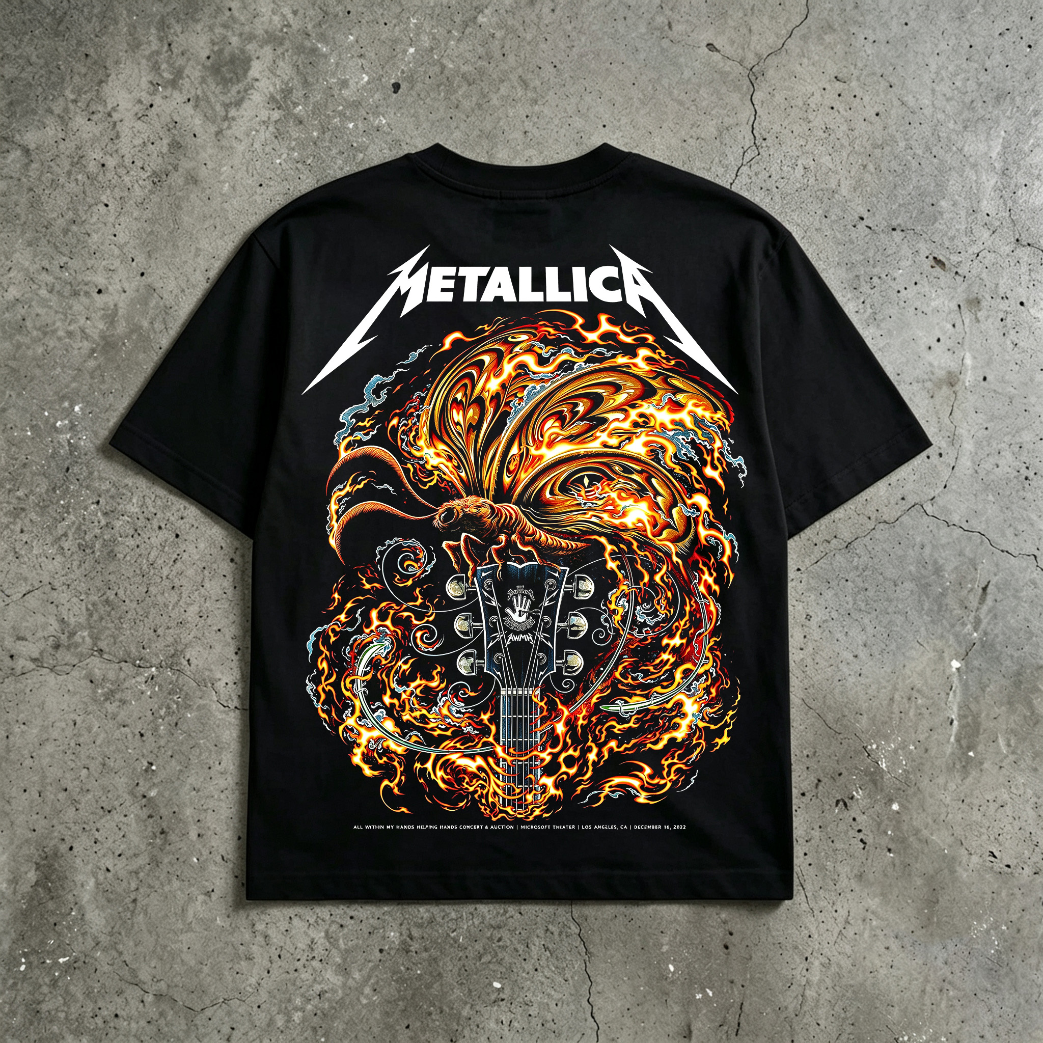 Metallica Flaming Serpent Guitar Vintage Tee