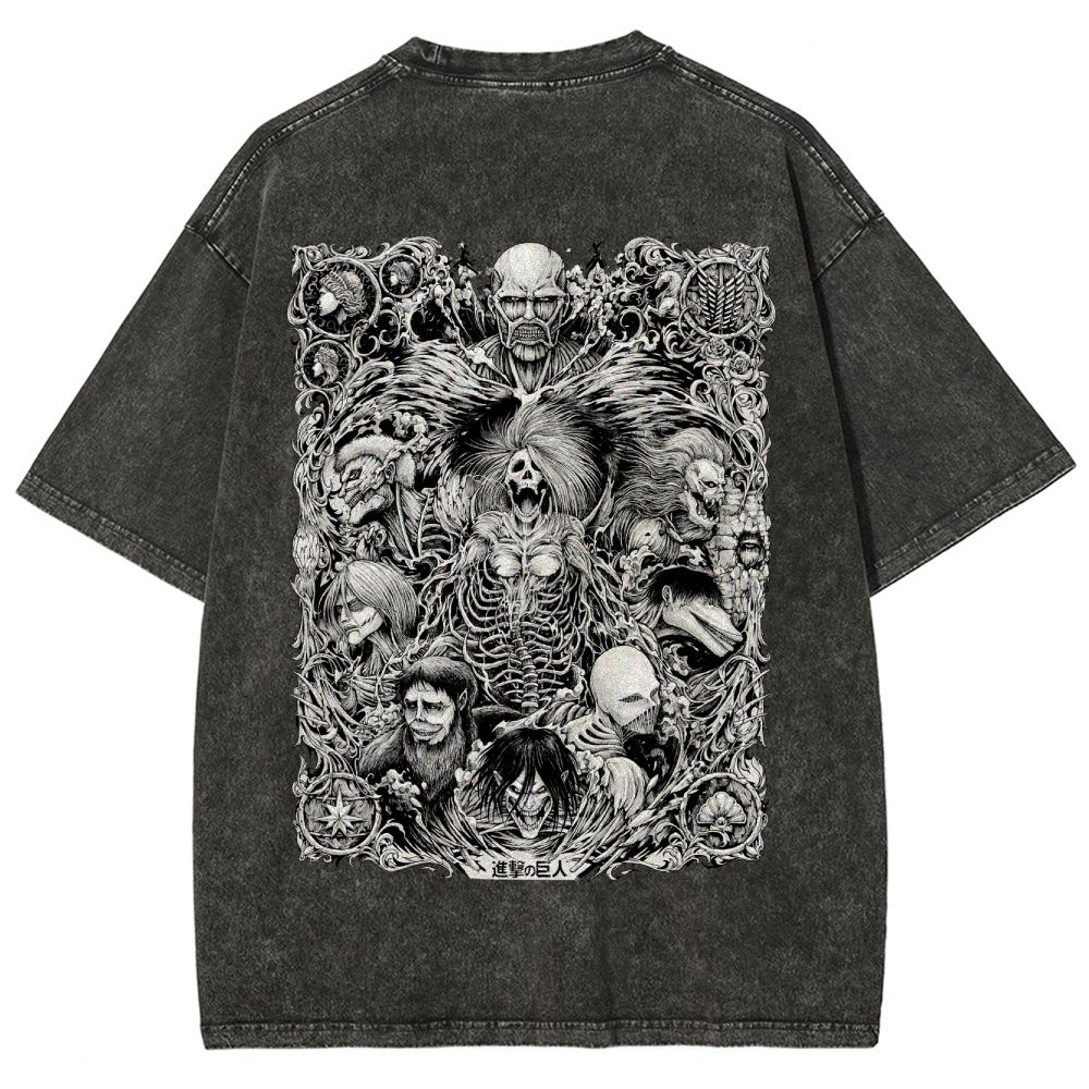 Attack On Titan All Nine Titans Vintage Washed Tee