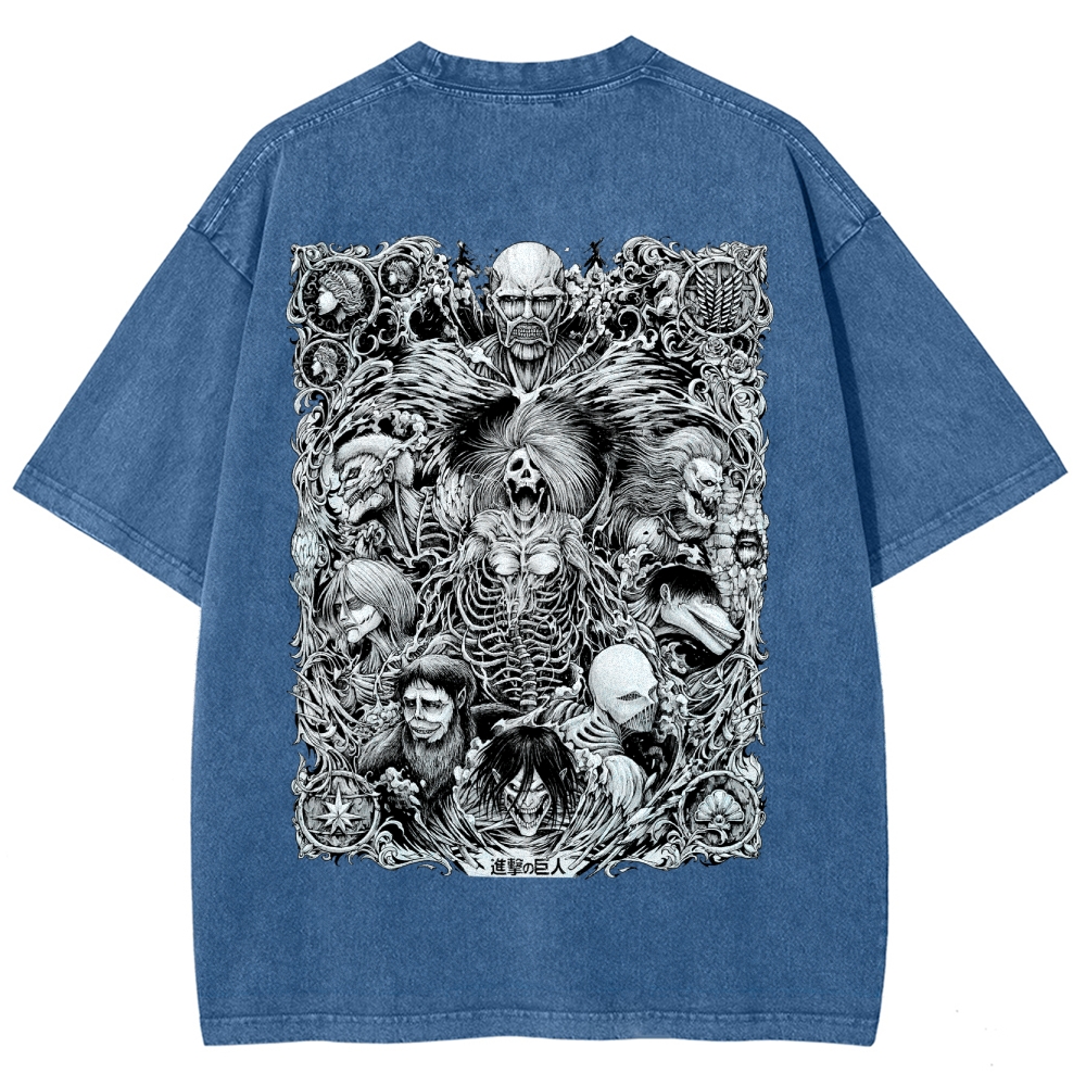 Attack On Titan All Nine Titans Vintage Washed Tee