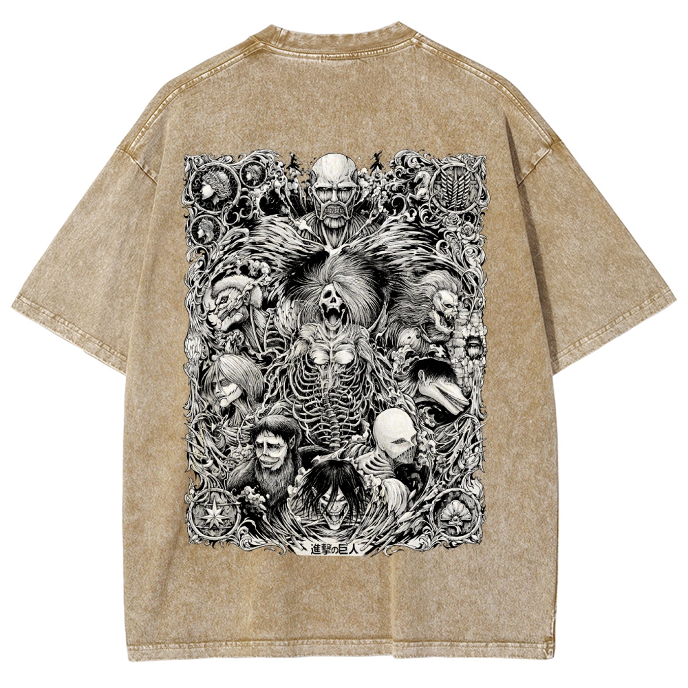 Attack On Titan All Nine Titans Vintage Washed Tee