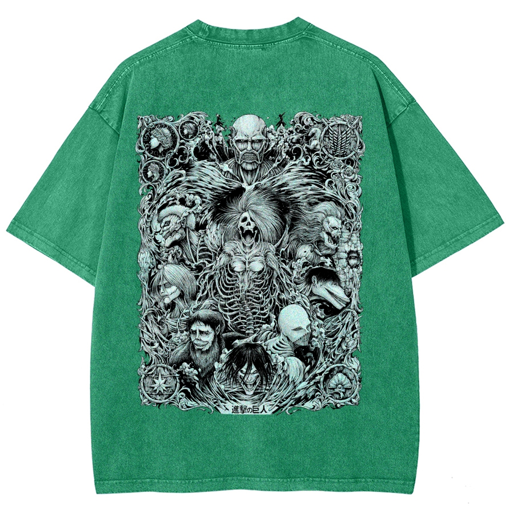 Attack On Titan All Nine Titans Vintage Washed Tee