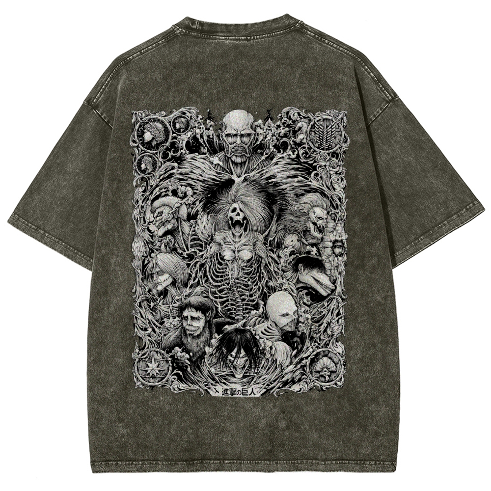 Attack On Titan All Nine Titans Vintage Washed Tee