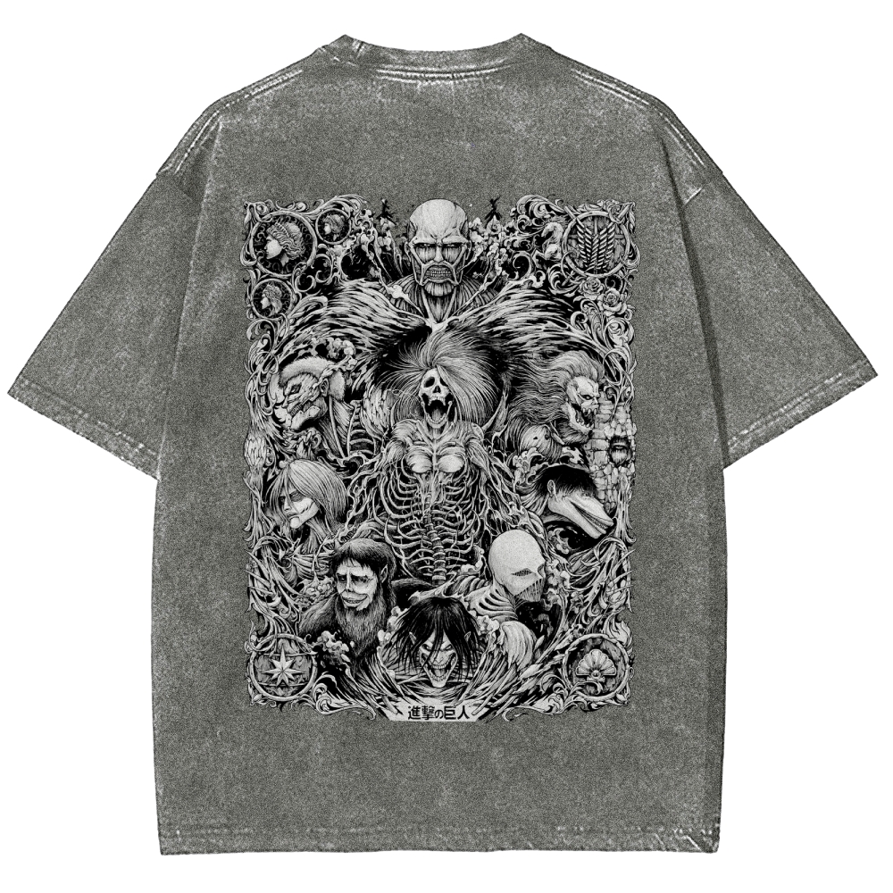 Attack On Titan All Nine Titans Vintage Washed Tee
