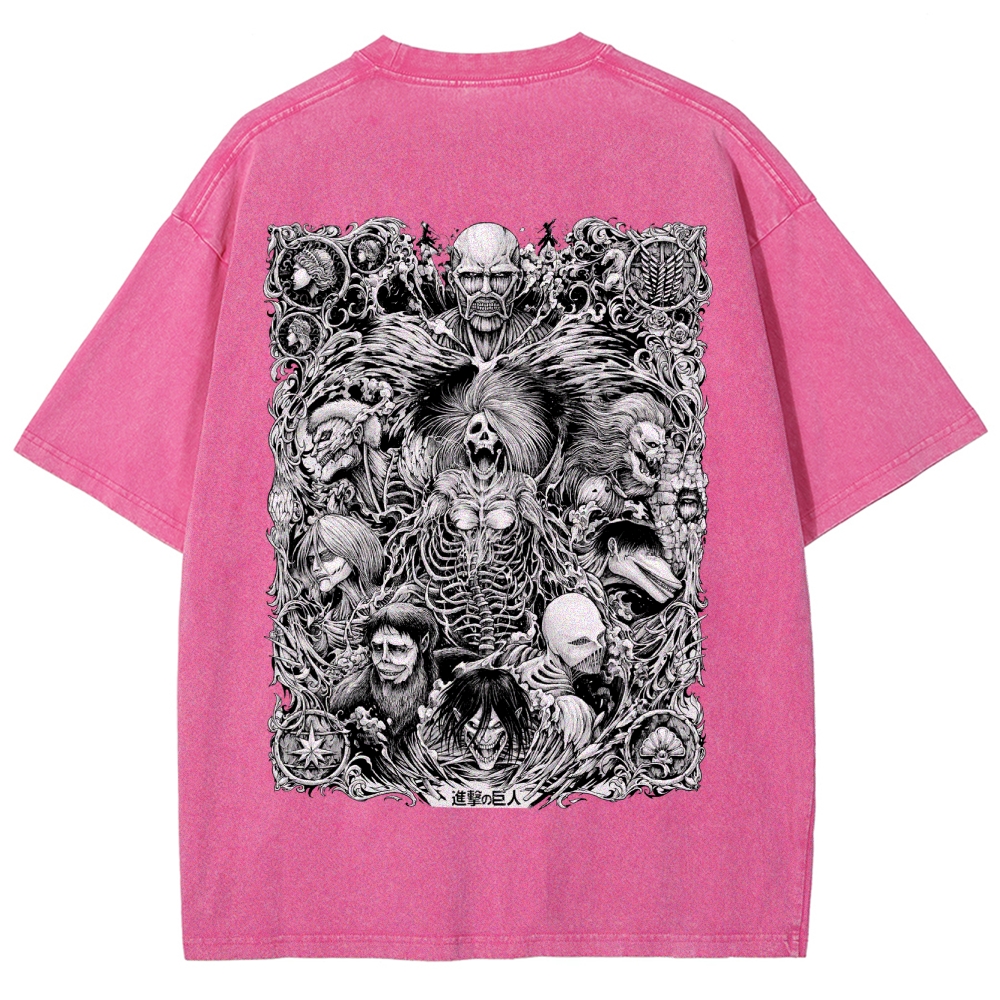 Attack On Titan All Nine Titans Vintage Washed Tee