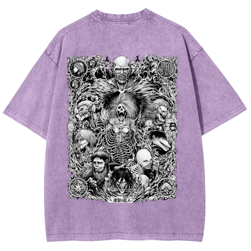 Attack On Titan All Nine Titans Vintage Washed Tee