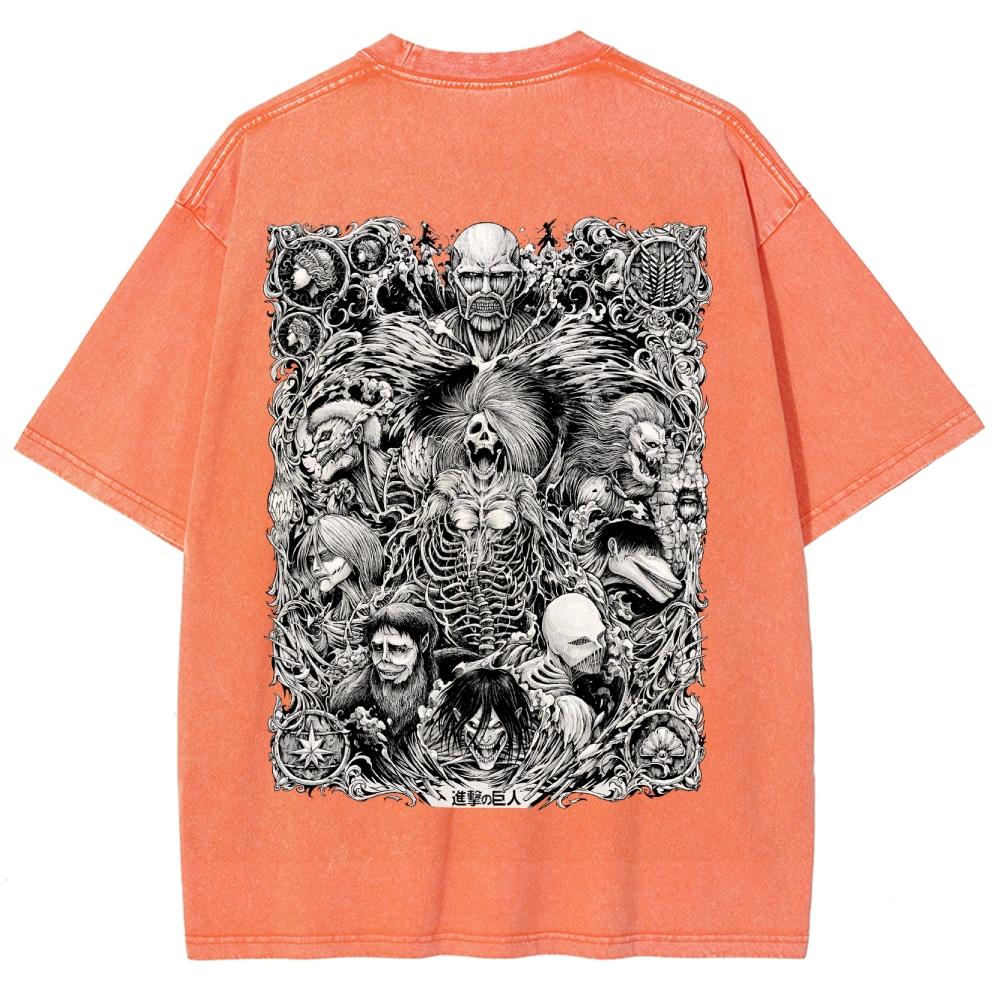 Attack On Titan All Nine Titans Vintage Washed Tee