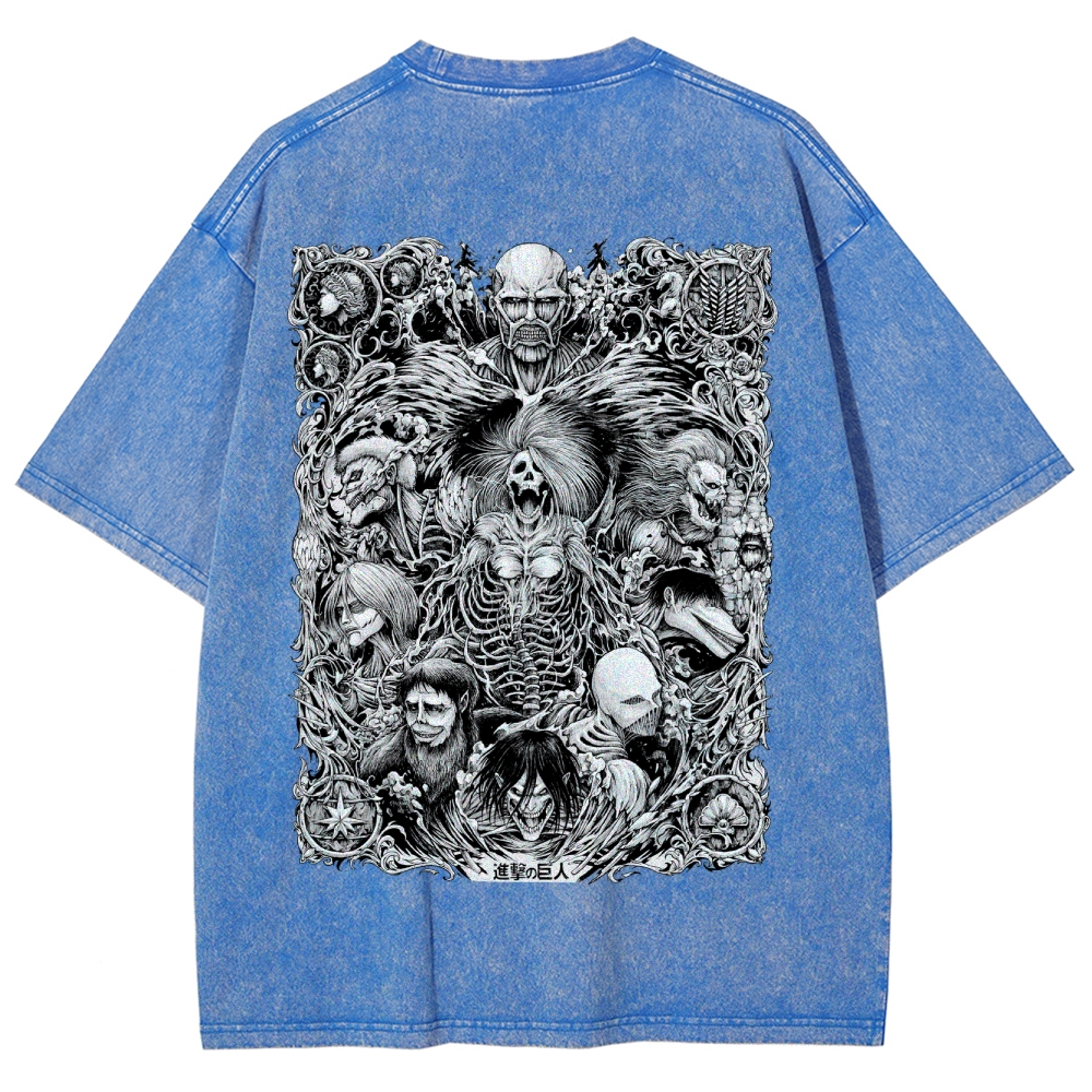 Attack On Titan All Nine Titans Vintage Washed Tee