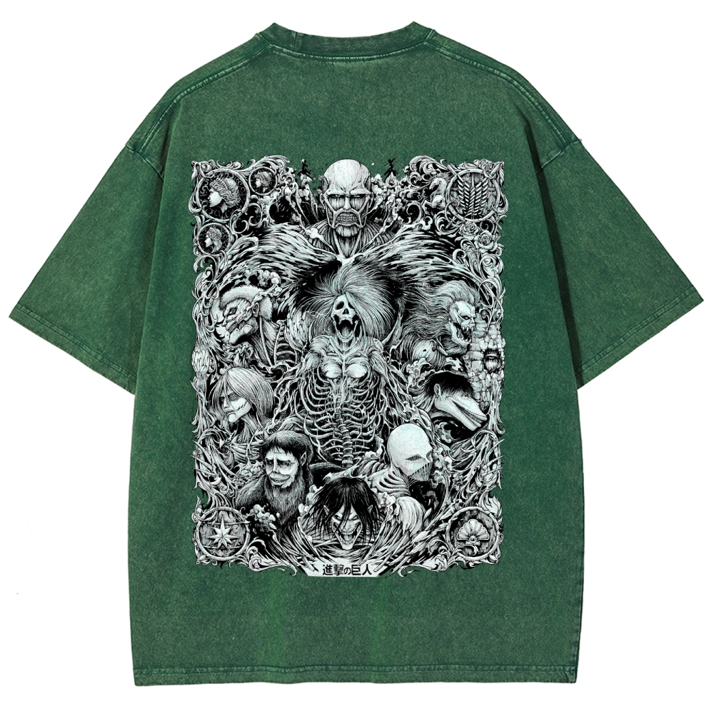 Attack On Titan All Nine Titans Vintage Washed Tee