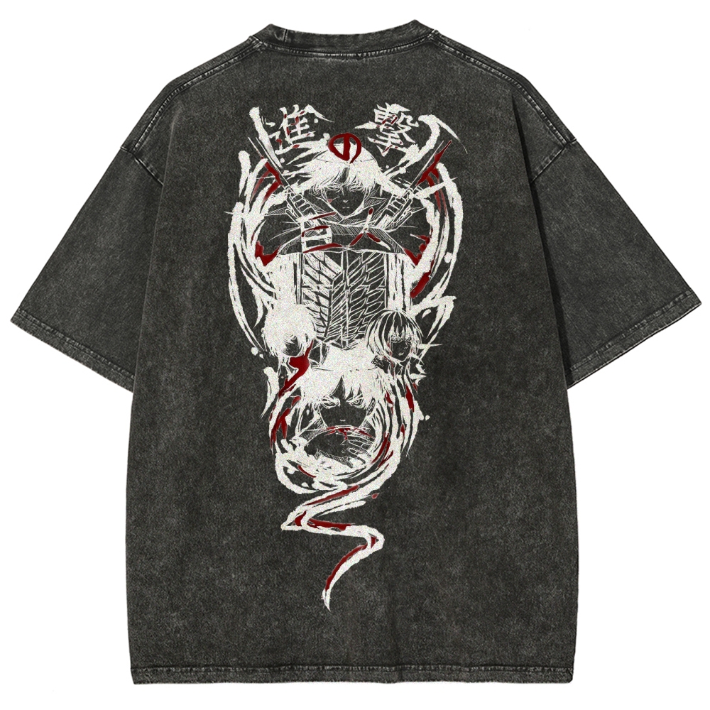 Shingeki No Kyojin Founding Titan Eren Oversized Vintage Washed Tee
