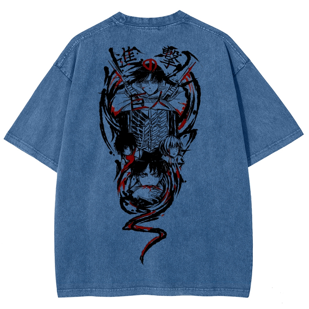 Shingeki No Kyojin Founding Titan Eren Oversized Vintage Washed Tee