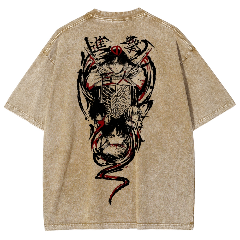 Shingeki No Kyojin Founding Titan Eren Oversized Vintage Washed Tee