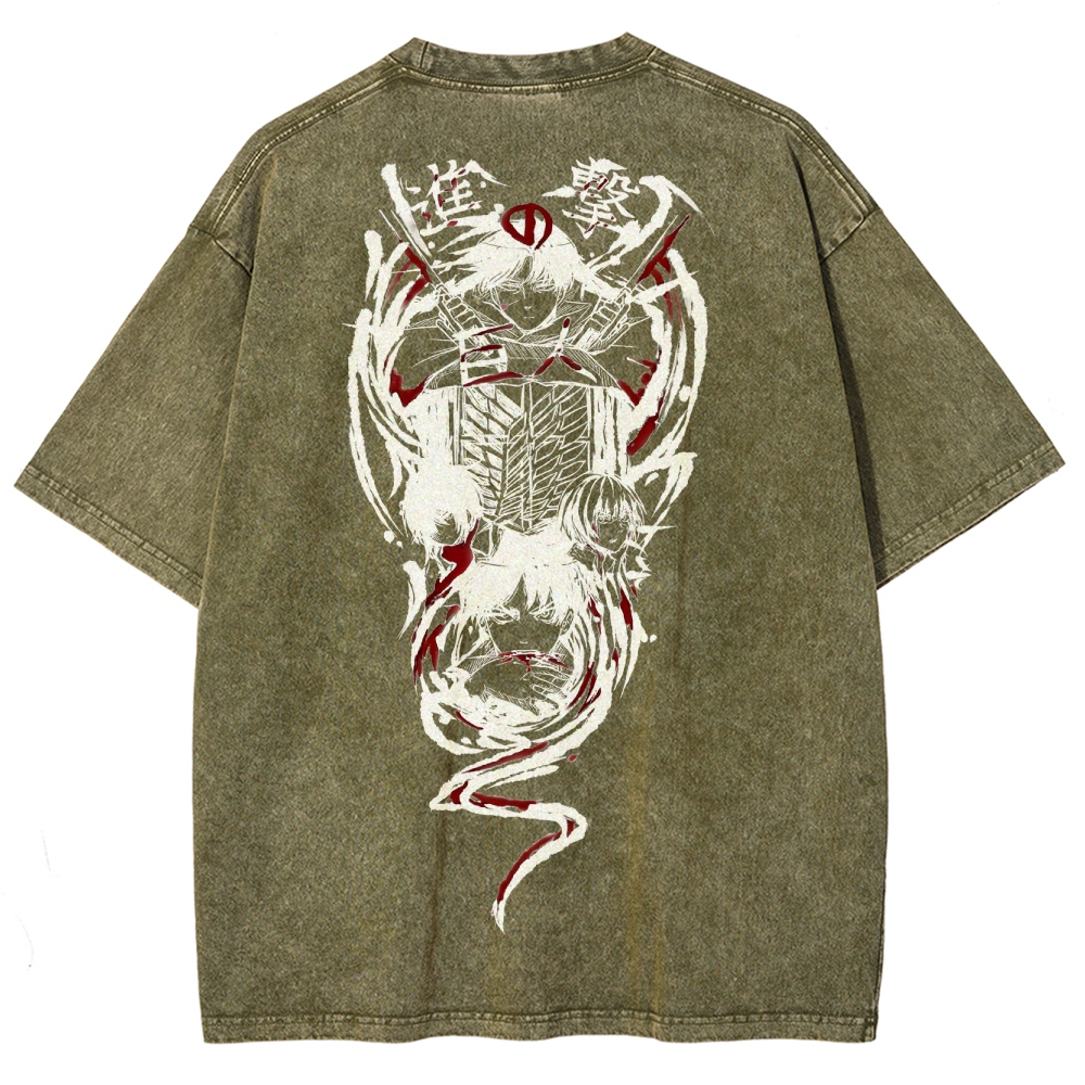 Shingeki No Kyojin Founding Titan Eren Oversized Vintage Washed Tee
