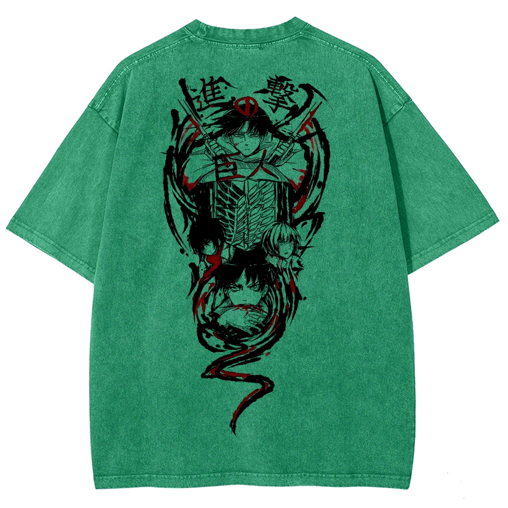 Shingeki No Kyojin Founding Titan Eren Oversized Vintage Washed Tee
