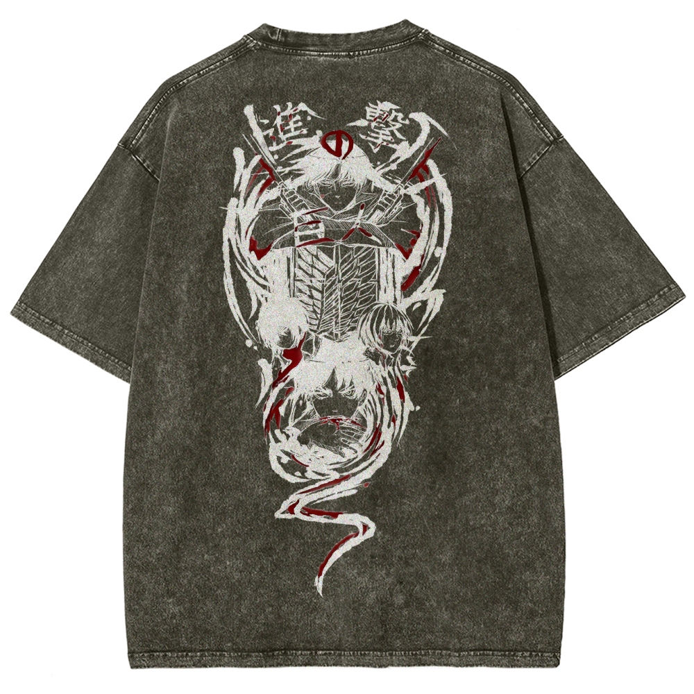 Shingeki No Kyojin Founding Titan Eren Oversized Vintage Washed Tee