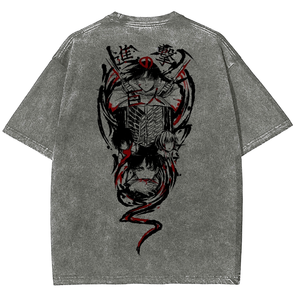 Shingeki No Kyojin Founding Titan Eren Oversized Vintage Washed Tee