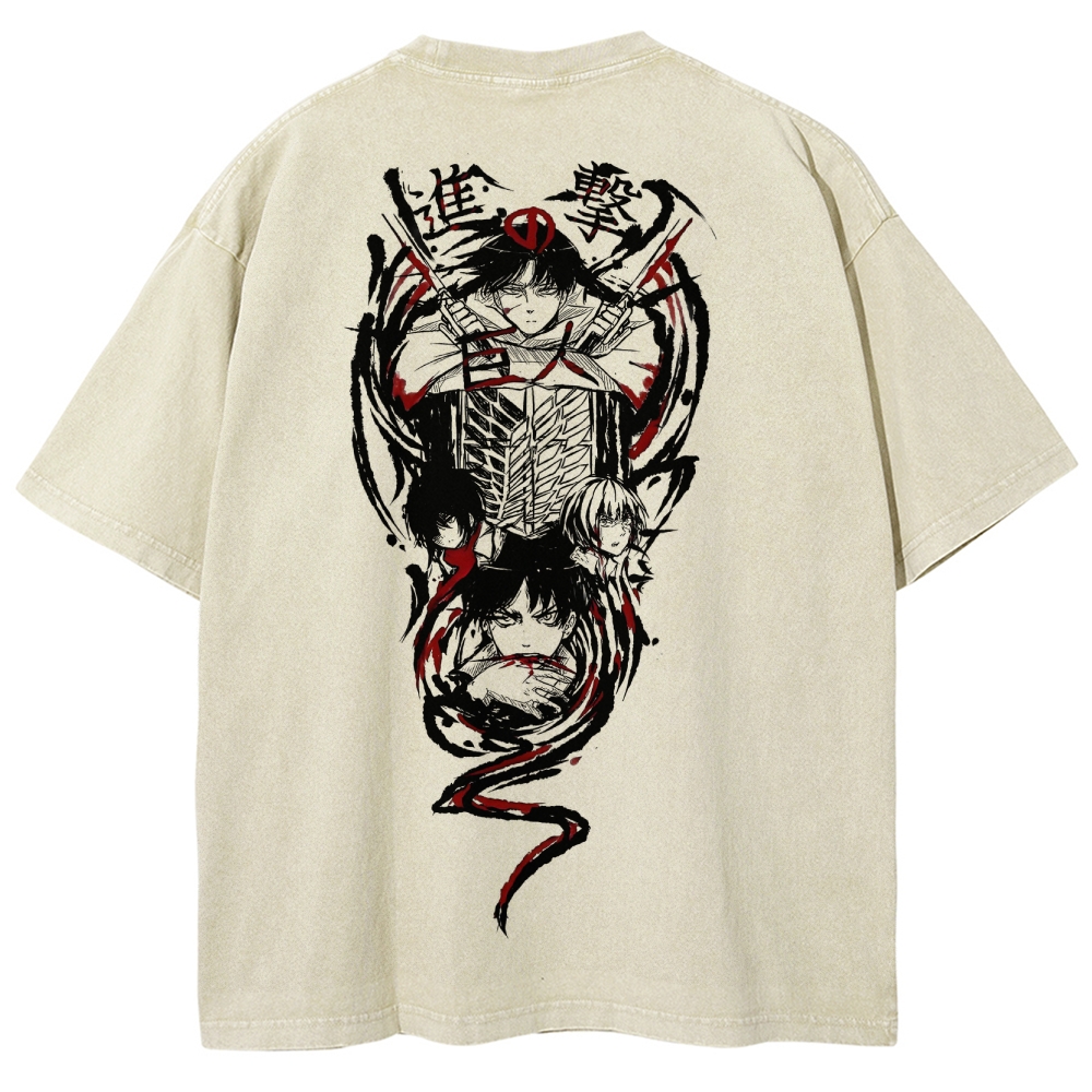 Shingeki No Kyojin Founding Titan Eren Oversized Vintage Washed Tee