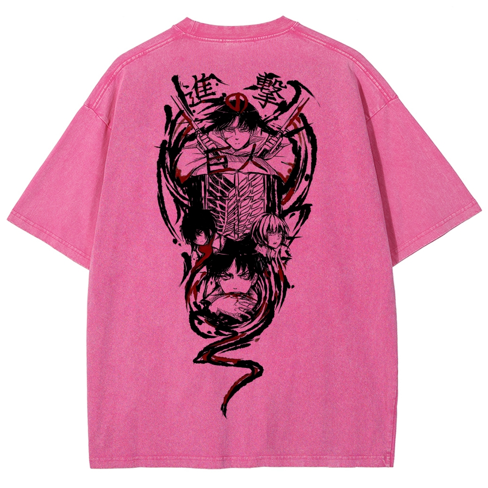 Shingeki No Kyojin Founding Titan Eren Oversized Vintage Washed Tee
