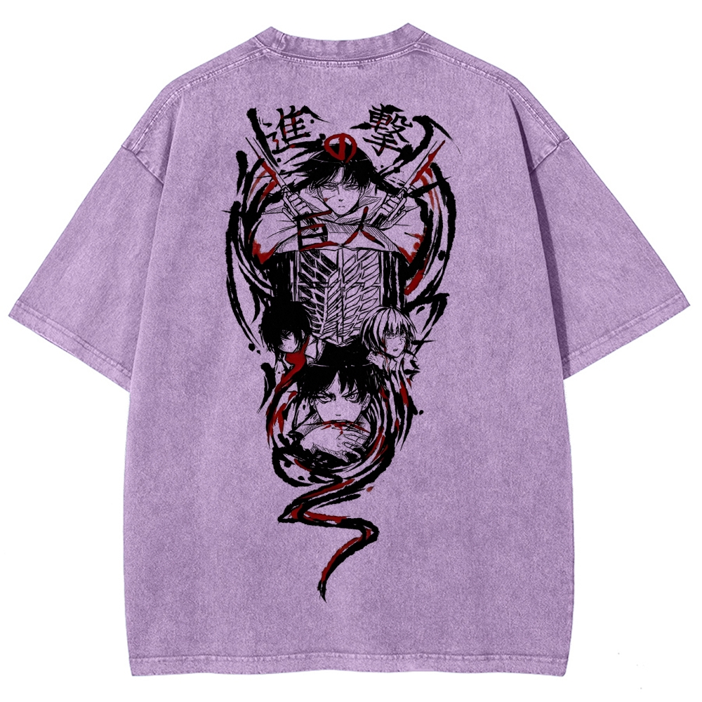 Shingeki No Kyojin Founding Titan Eren Oversized Vintage Washed Tee