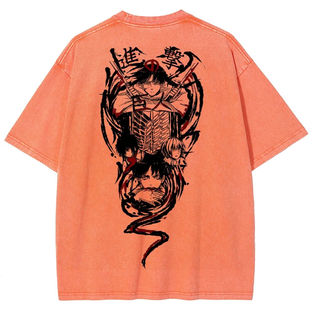 Shingeki No Kyojin Founding Titan Eren Oversized Vintage Washed Tee
