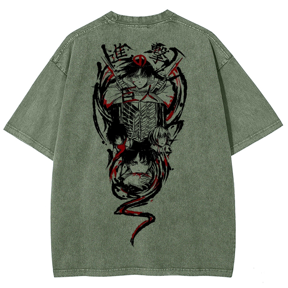Shingeki No Kyojin Founding Titan Eren Oversized Vintage Washed Tee
