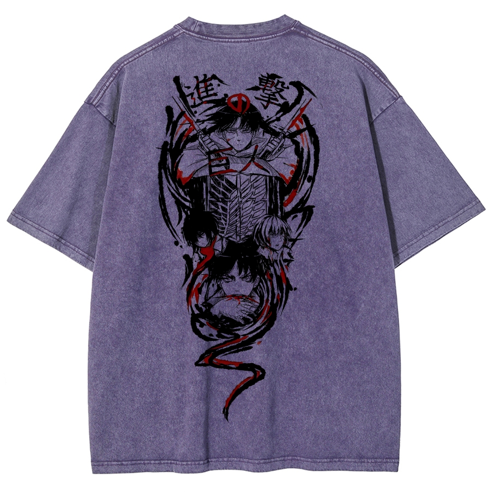 Shingeki No Kyojin Founding Titan Eren Oversized Vintage Washed Tee