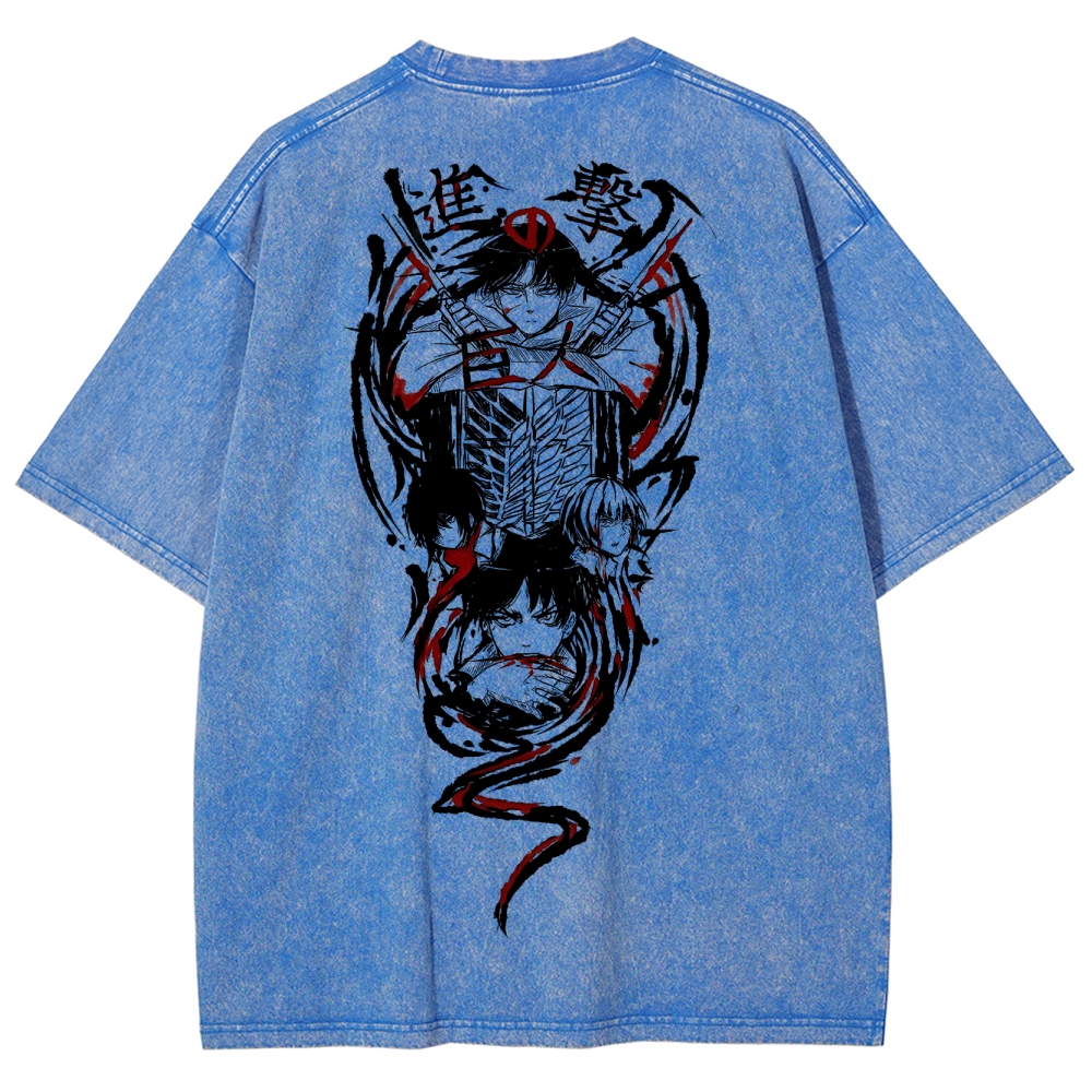Shingeki No Kyojin Founding Titan Eren Oversized Vintage Washed Tee