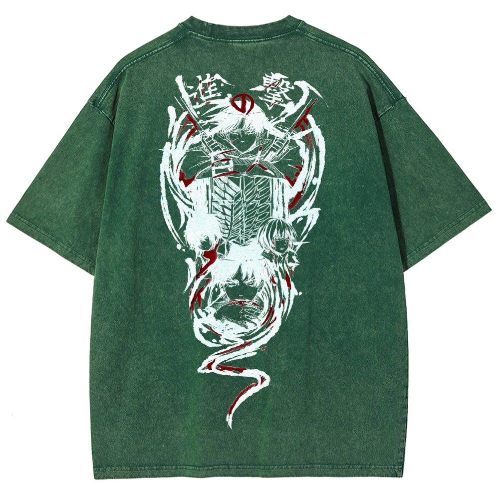Shingeki No Kyojin Founding Titan Eren Oversized Vintage Washed Tee