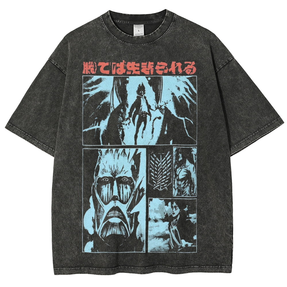 Attack On Titan Eren Yeager Vintage Washed Tee