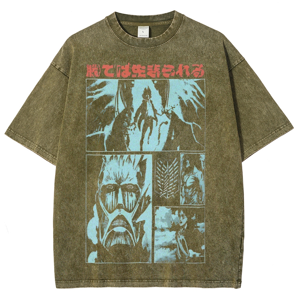 Attack On Titan Eren Yeager Vintage Washed Tee
