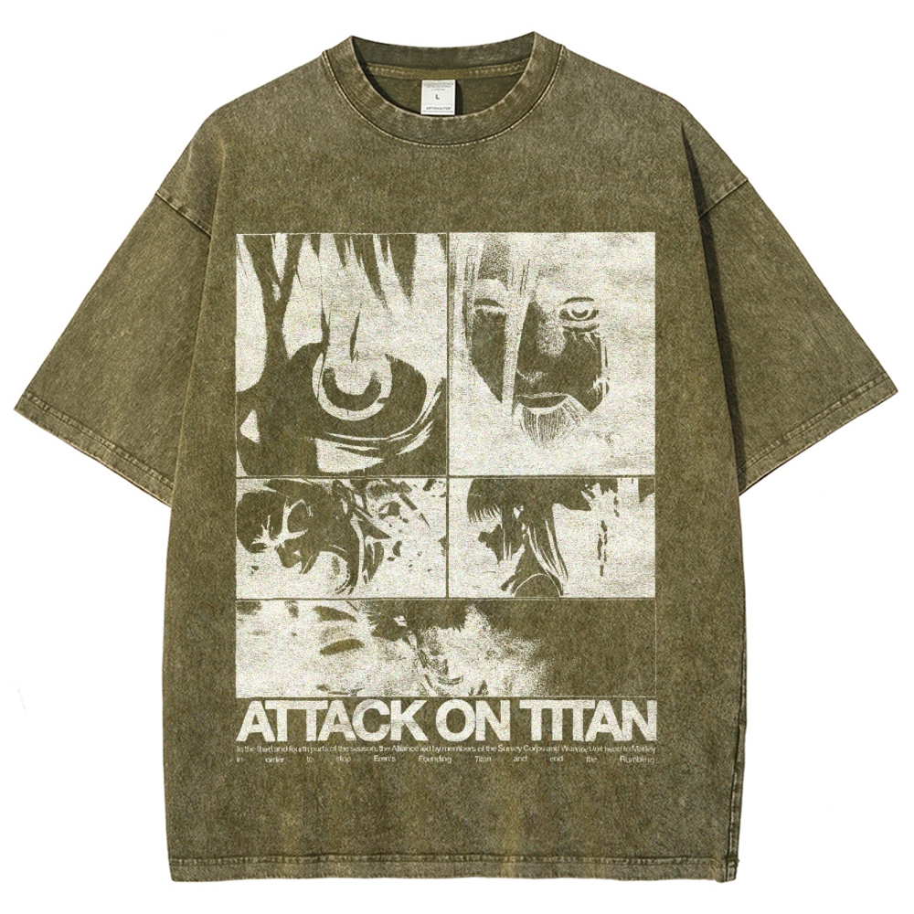 Attack On Titan Eren Yeager Vintage Washed Tee