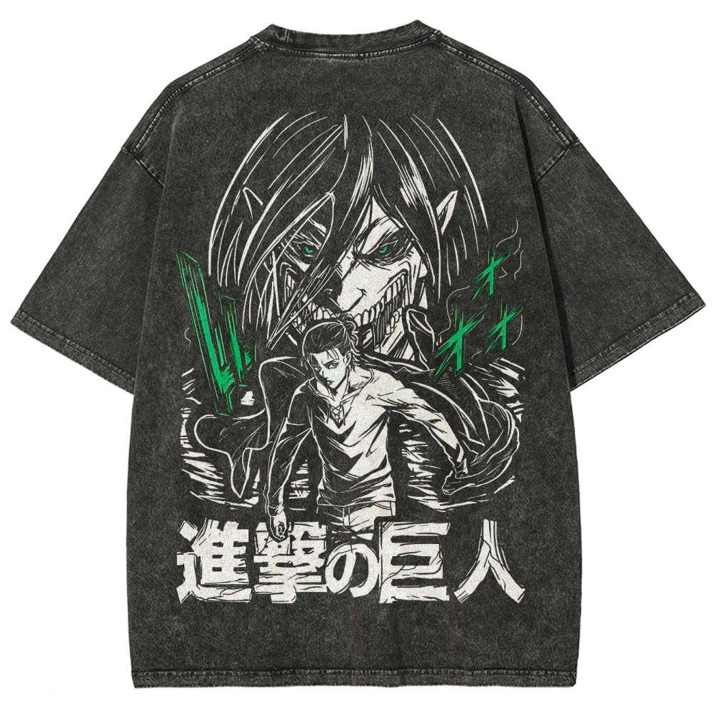 Shingeki No Kyojin Founding Titan Eren Oversized Vintage Washed Tee