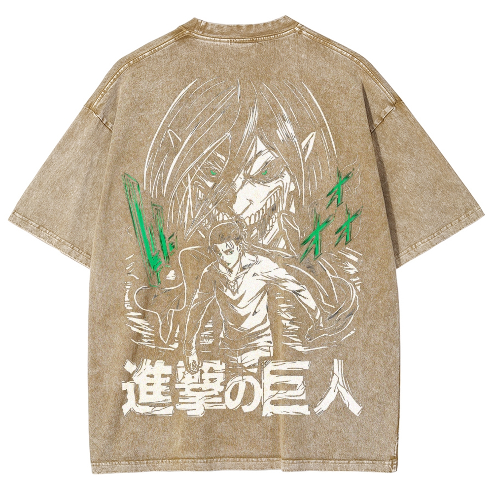 Shingeki No Kyojin Founding Titan Eren Oversized Vintage Washed Tee