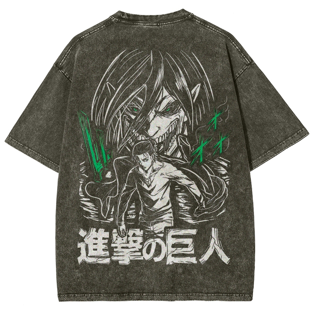 Shingeki No Kyojin Founding Titan Eren Oversized Vintage Washed Tee