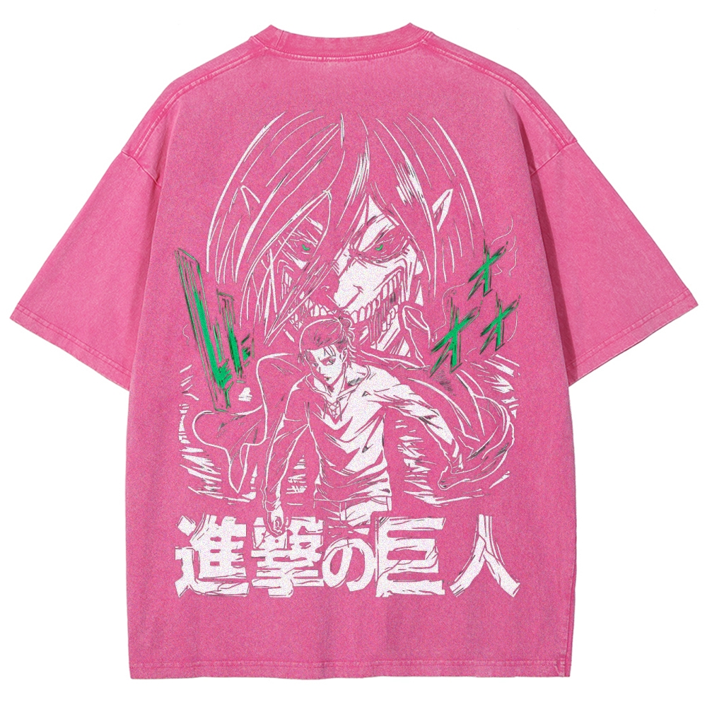 Shingeki No Kyojin Founding Titan Eren Oversized Vintage Washed Tee