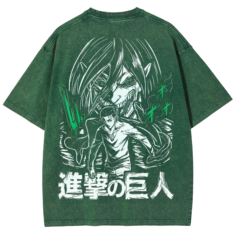 Shingeki No Kyojin Founding Titan Eren Oversized Vintage Washed Tee