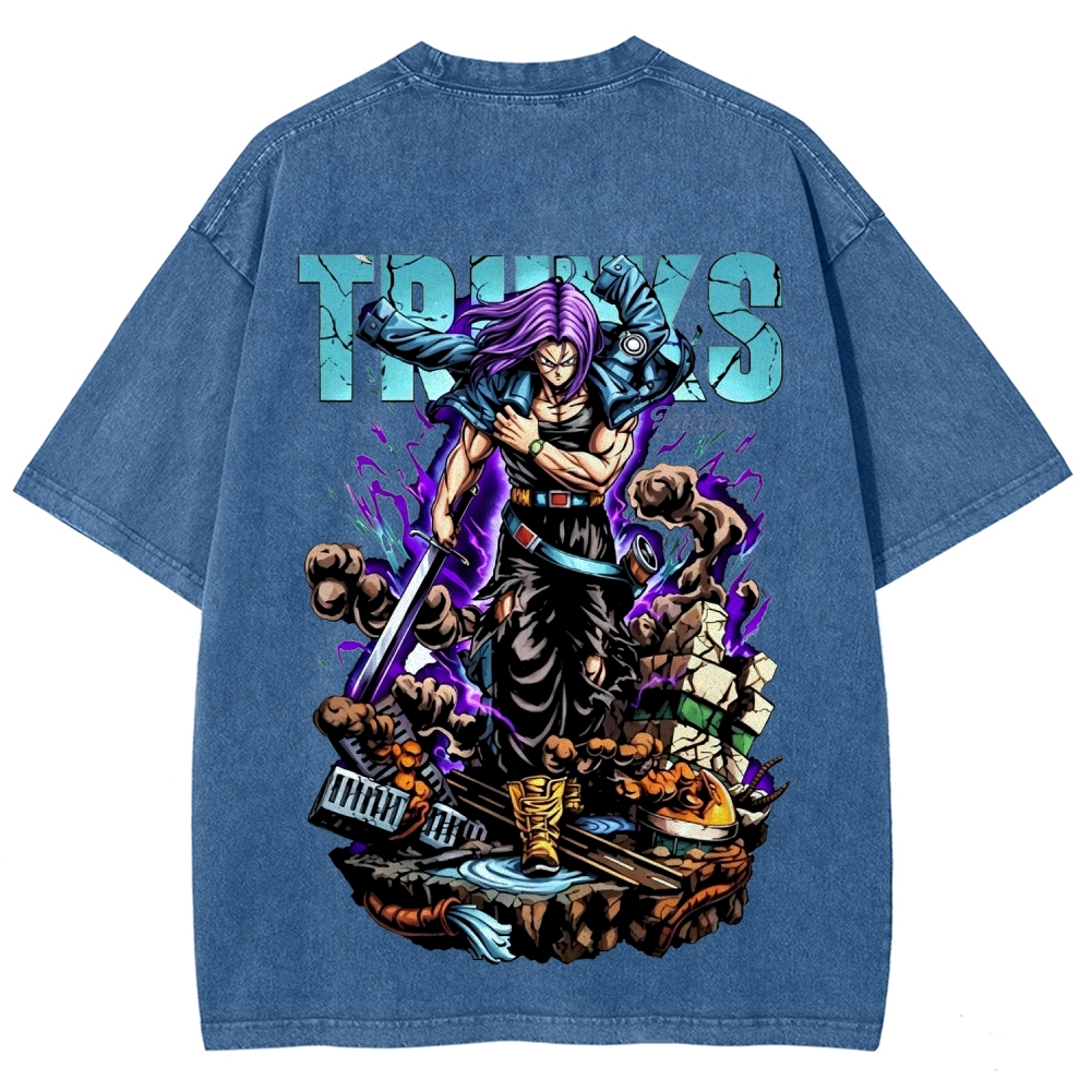  DBZ Trunks Streetwear Distressed Front & Back T-Shirt