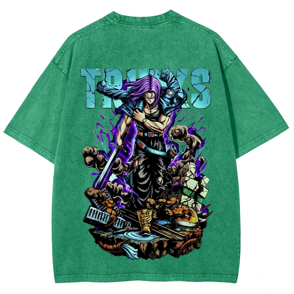  DBZ Trunks Streetwear Distressed Front & Back T-Shirt