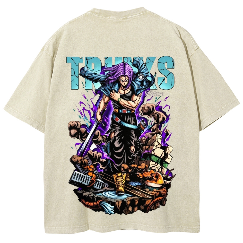  DBZ Trunks Streetwear Distressed Front & Back T-Shirt