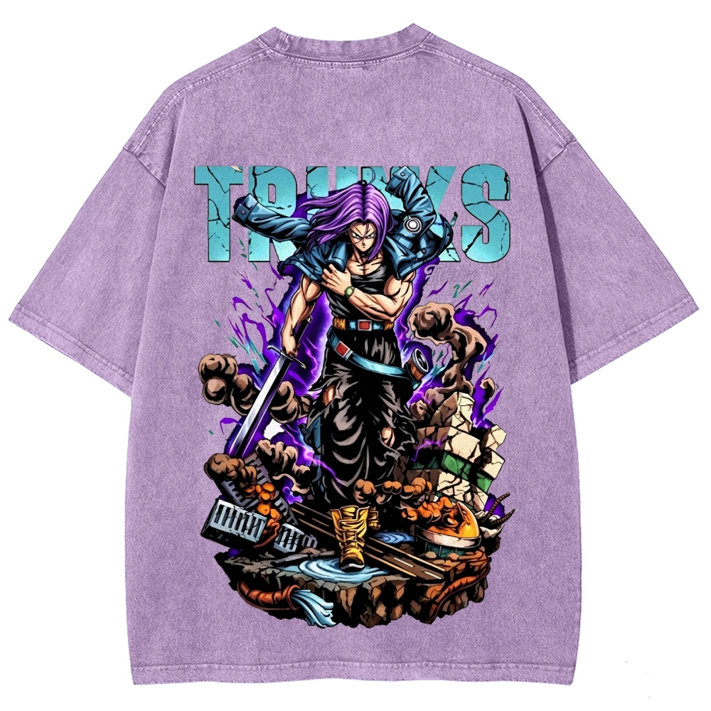  DBZ Trunks Streetwear Distressed Front & Back T-Shirt