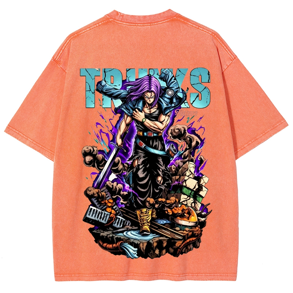  DBZ Trunks Streetwear Distressed Front & Back T-Shirt