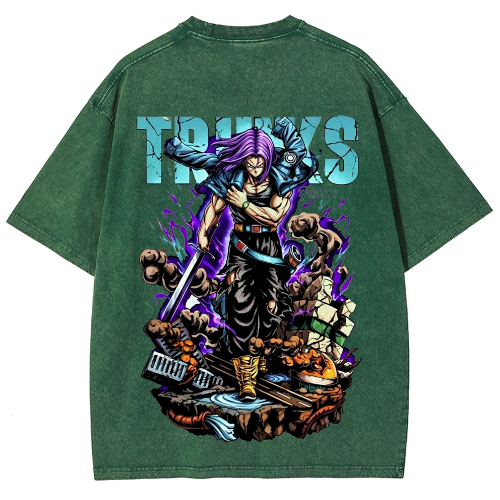  DBZ Trunks Streetwear Distressed Front & Back T-Shirt