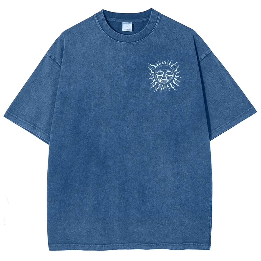  40oz Sun Skull Double Sided Acid Wash Tee