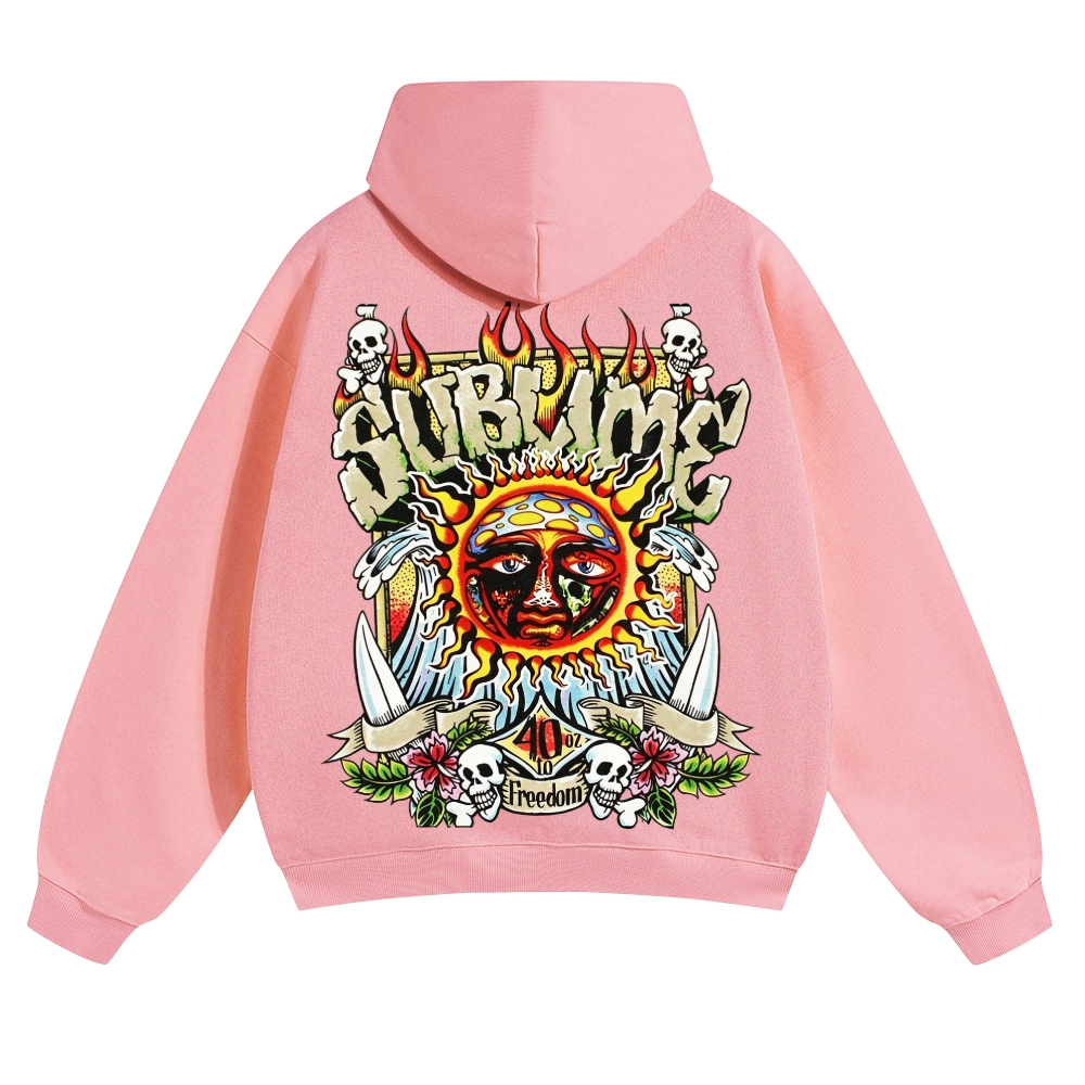 Retro Old School Surf Skull Sun Street Hoodie
