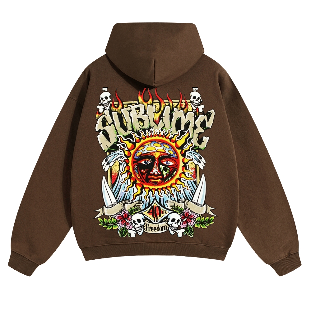 Retro Old School Surf Skull Sun Street Hoodie