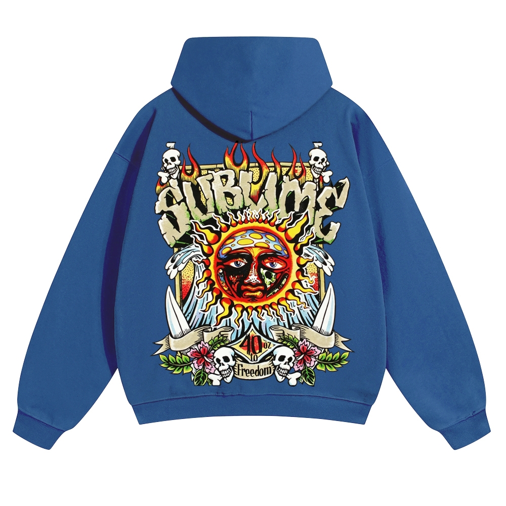 Retro Old School Surf Skull Sun Street Hoodie
