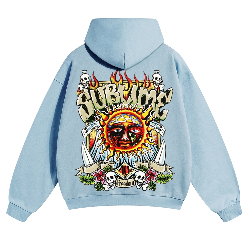 Retro Old School Surf Skull Sun Street Hoodie
