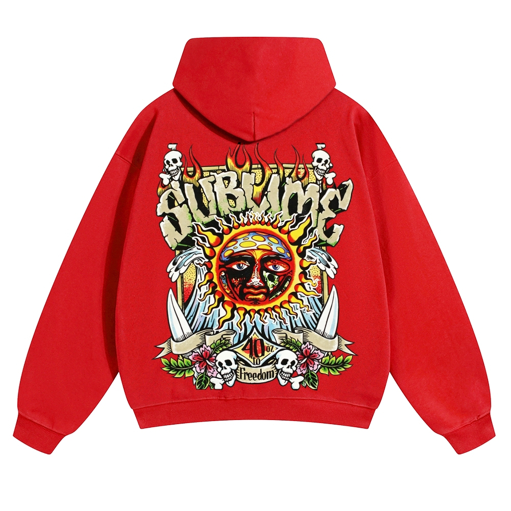 Retro Old School Surf Skull Sun Street Hoodie