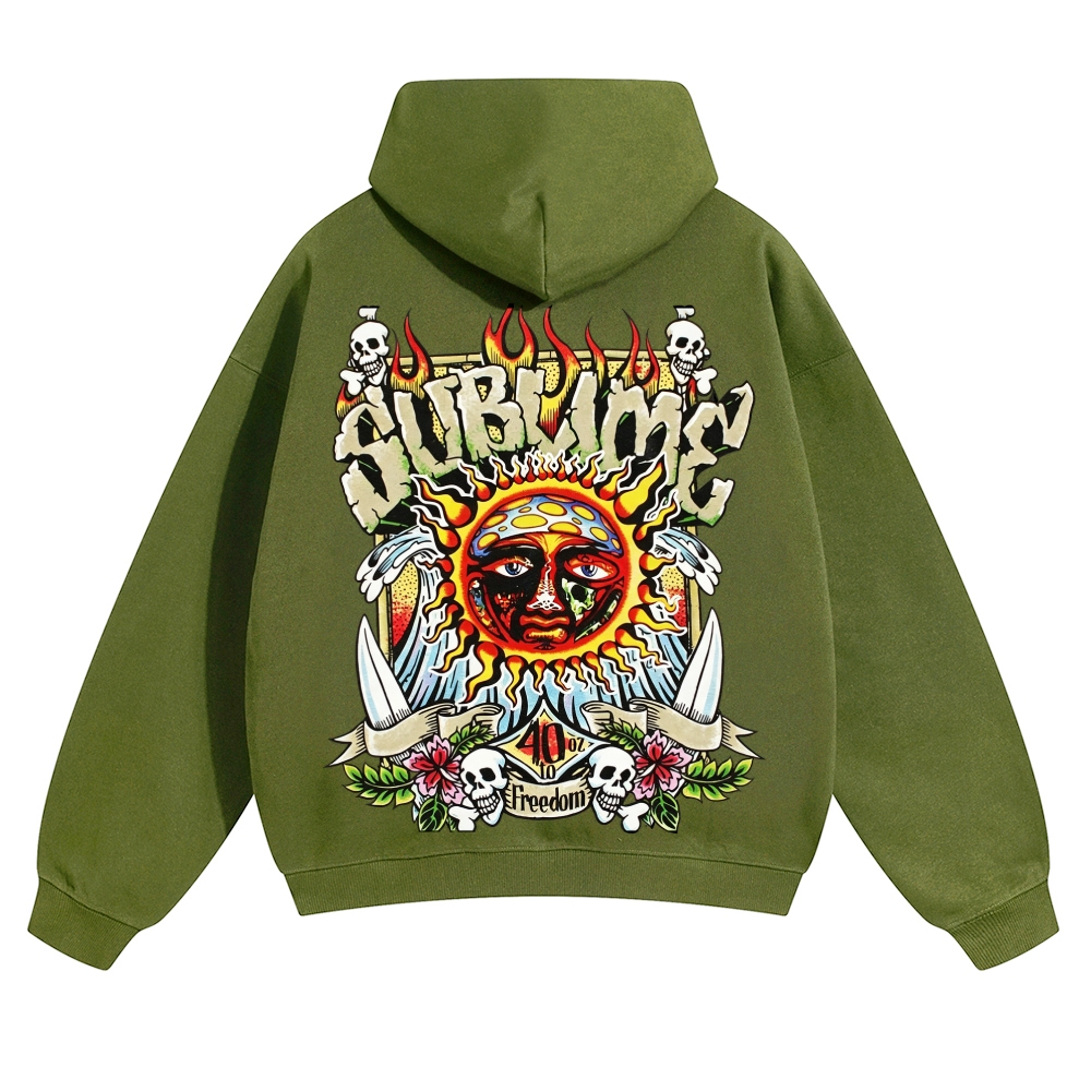 Retro Old School Surf Skull Sun Street Hoodie
