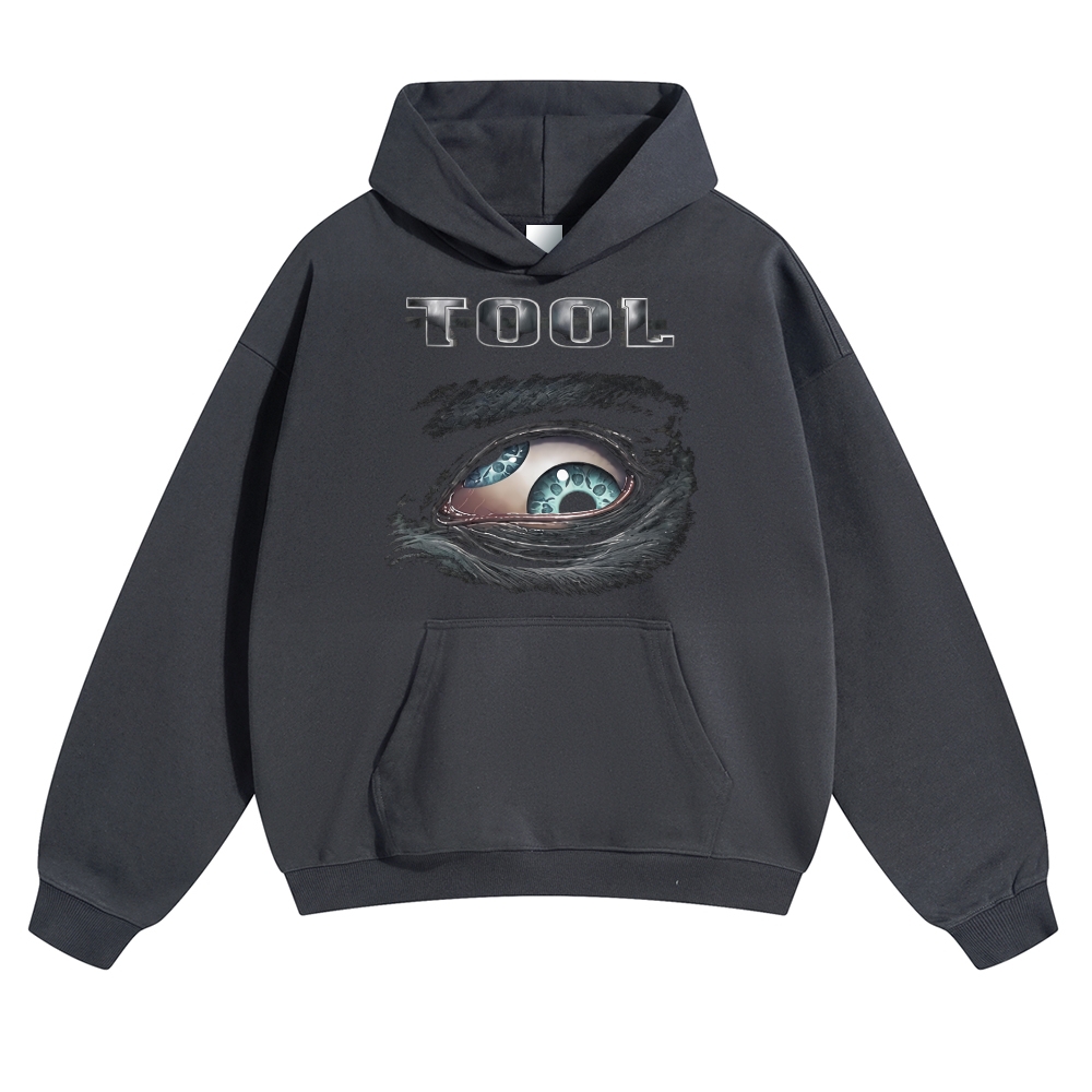 Metallic Logo Surreal Eye Oversized Hoodie