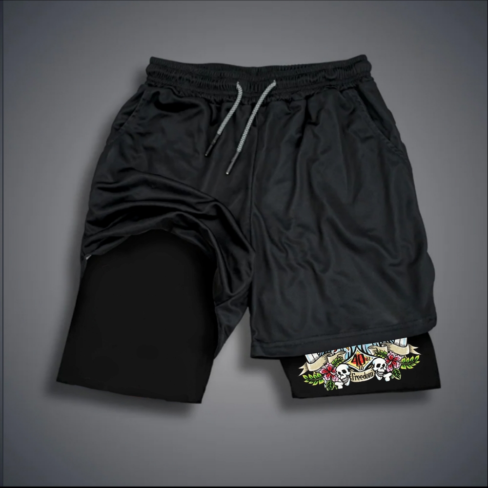 Psychedelic Sun Print 2 In 1 Layered Shorts
